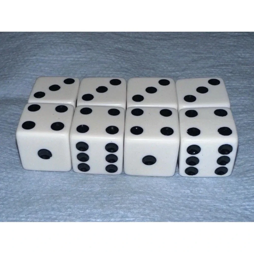 White Dice 6 Sided Lot Of 8
